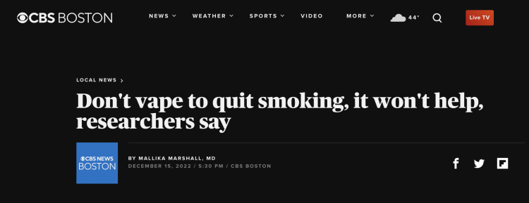 Dual Use of E-cigarettes and Cigarettes may Hamper Quitting.