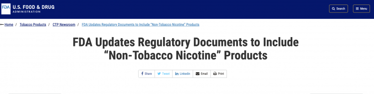 La FDA aprueba una ley federal para regular los productos de nicotina que no son tabaco.