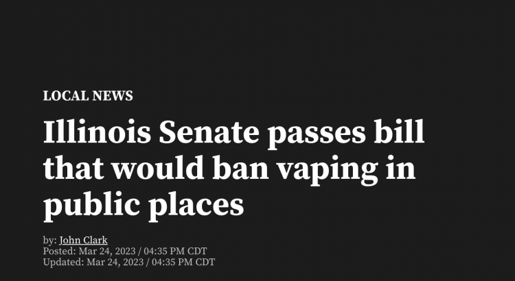 Illinois Senate Passes Bill to Ban Public Vaping