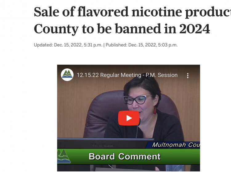 El condado de Oregón prohíbe los cigarrillos electrónicos con sabores para proteger la salud de los jóvenes.