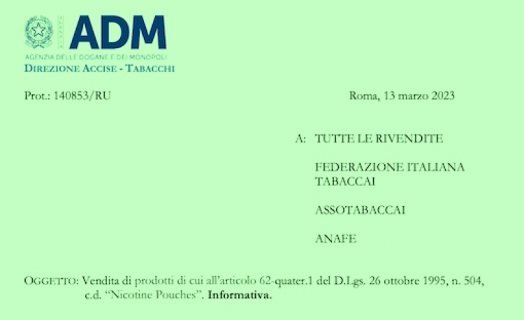Italian Authorities Ban Nicotine Pouches Supply and Display
