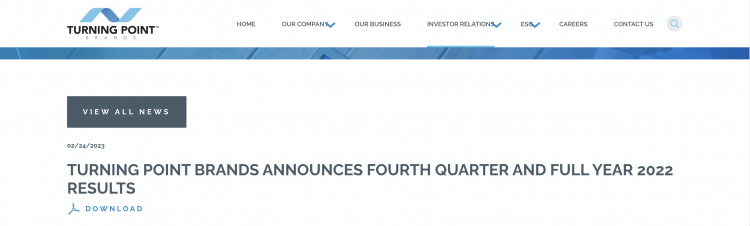 Turning Point Brands Reports 2022 Fourth Quarter & Full Year Results