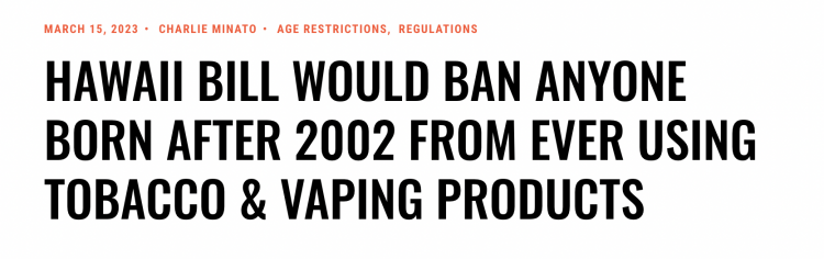 Hawaii Proposal Bans Tobacco and Vaping for Younger Generations