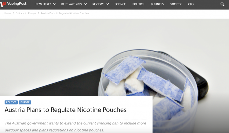 Expansión de la prohibición de fumar en Austria y propuesta de nicotina