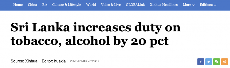 Sri Lanka aumenta los impuestos sobre el alcohol y el tabaco