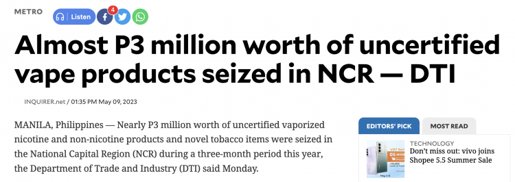 Unlicensed Vape Products Seized in Manila