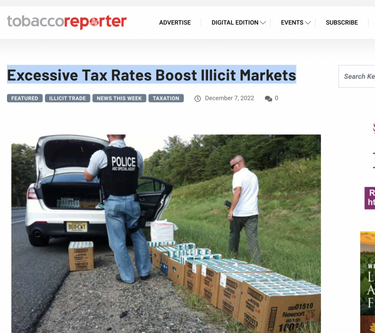 High cigarette taxes fuel black market, says report.
