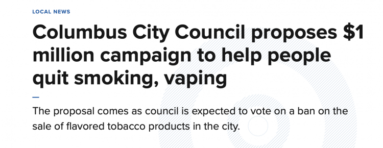 Columbus City Council Proposes $1 Million Plan to Help Quit Smoking and Vaping