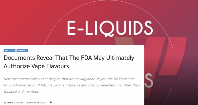 Possible title: FDA May Authorize E-Cigarette Flavors Beyond Tobacco and Menthol.