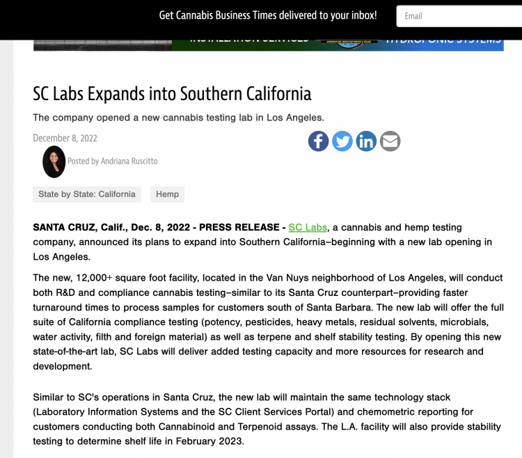 2FIRSTS SC Labs Announces Expansion to Southern California with