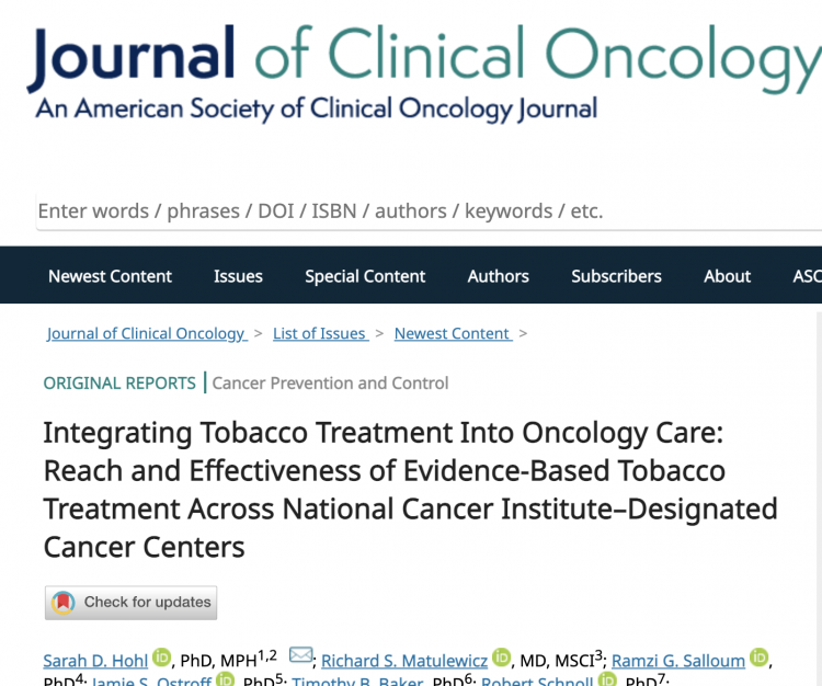 Tratamiento del tabaquismo como parte del cuidado del cáncer.
