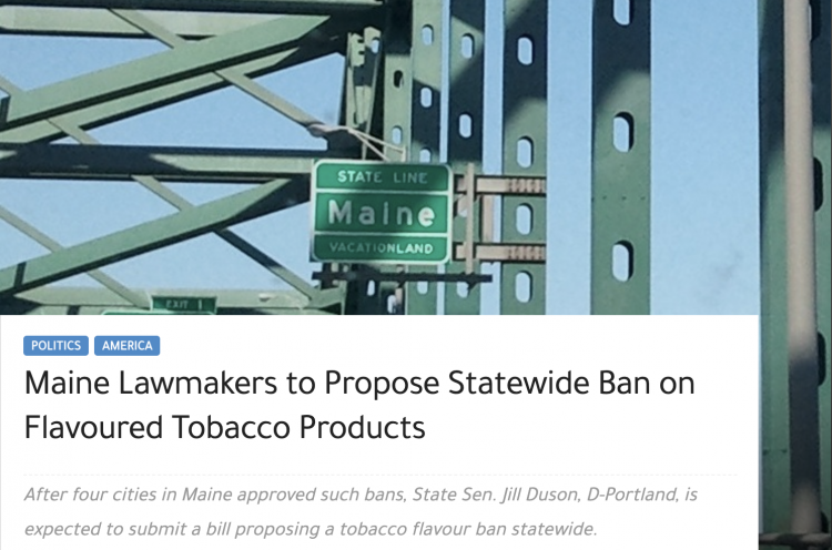 Prohibiciones de sabores propuestas en Maine y San Francisco.