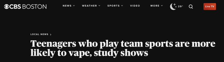 Teen Team Sports Linked to Higher E-Cigarette Use: Study