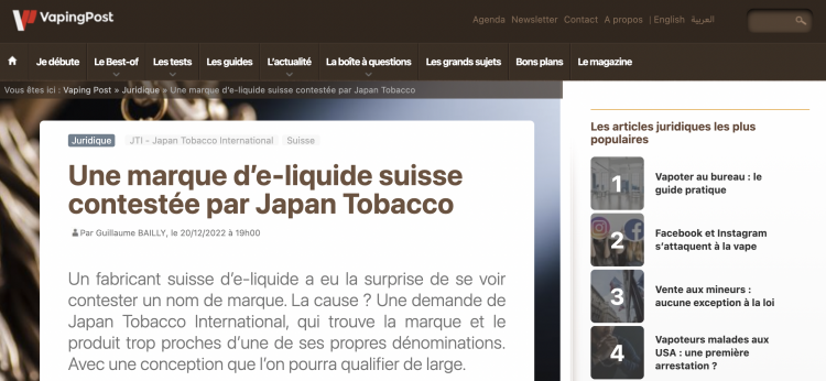 Ted Wilson brand faces opposition from JTI in Switzerland
