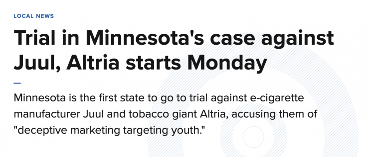 Minnesota Begins Lawsuit Against JUUL and Altria