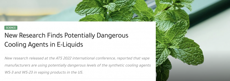 Potential Dangers in Synthetic Cooling Agents in E-cigarettes