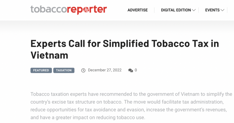 Expertos recomiendan simplificar la estructura de impuestos al tabaco en Vietnam.