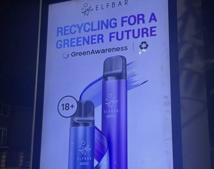 Misleading Recycling Message: Vape Advertising on London Buses