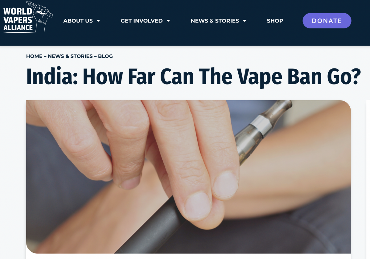 La prohibición de los cigarrillos electrónicos en India pone en peligro el acceso de los fumadores a alternativas más seguras.