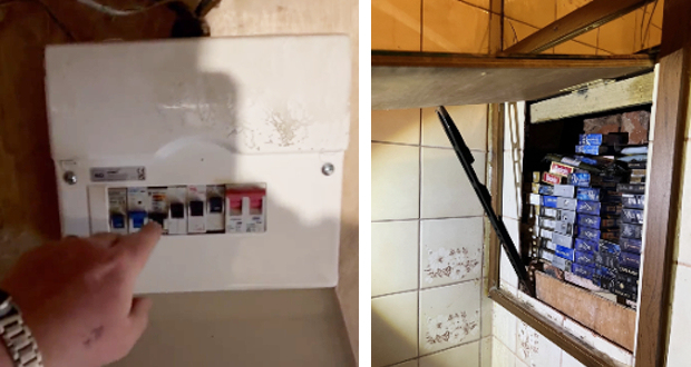 Covert hiding places used to store illegal tobacco and e-cigarettes.
