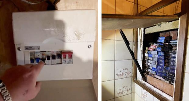 Covert hiding places used to store illegal tobacco and e-cigarettes.
