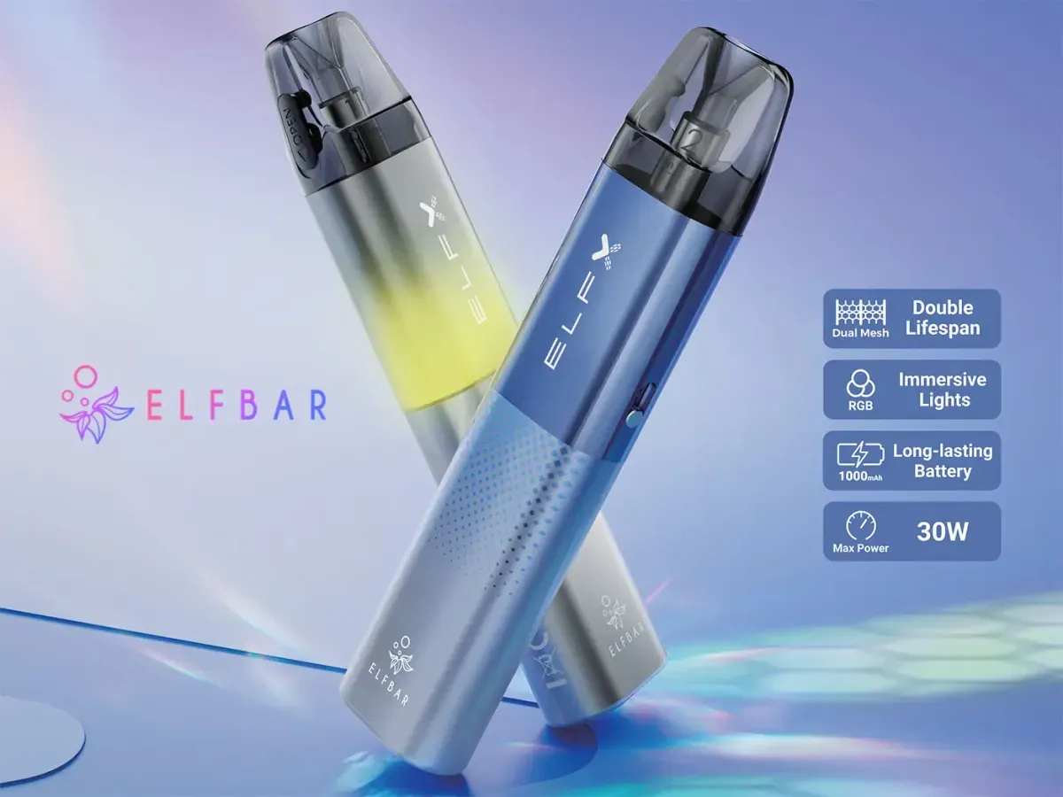 ELFBARELFX: Diseño innovador de cápsulas de la marca de cigarrillos electrónicos del Reino Unido.