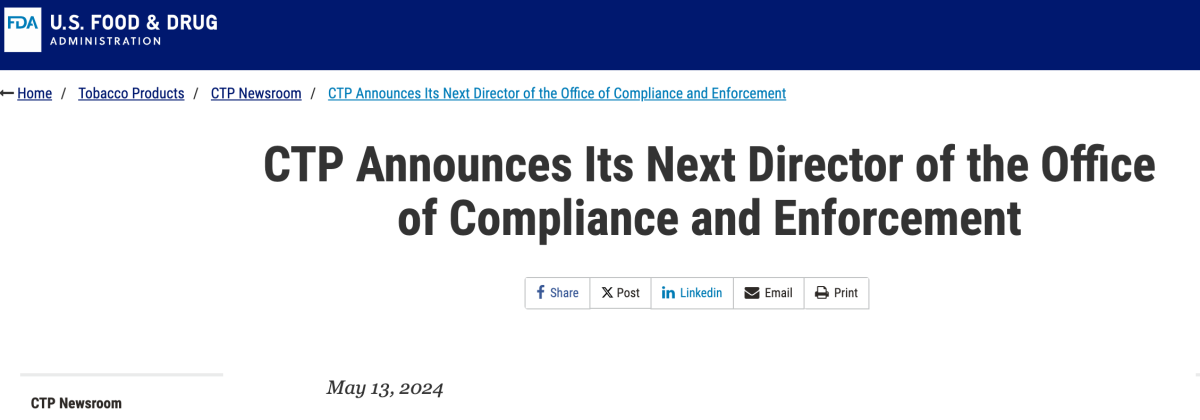 John Verbeten Appointed Compliance Office Director by FDA-CTP in 2024