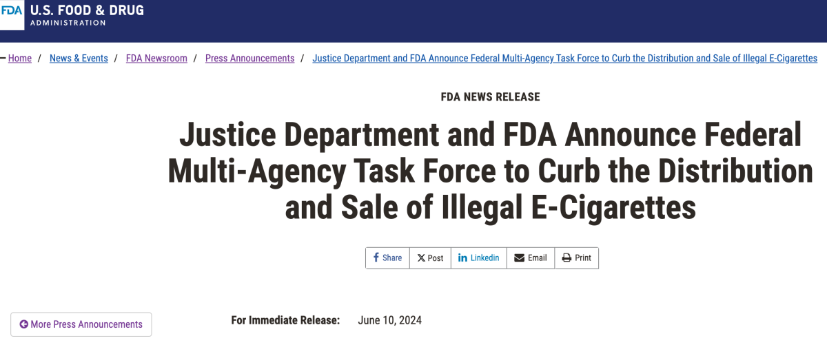 Federal Task Force Formed to Combat Illegal E-cigarette Sales