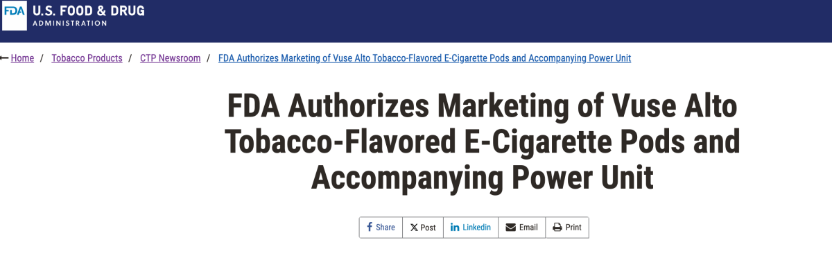 FDA Authorizes 7 VUSE Tobacco-Flavored E-cigarette Products for Sale in US