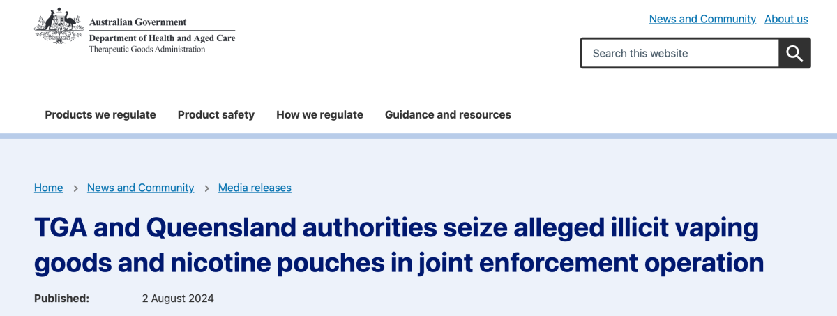 TGA Crackdown on Illegal E-Cigarette Sales in Queensland