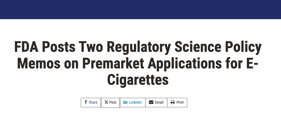 FDA Releases Two Scientific Policy Memoranda on PMTAs on August 5th