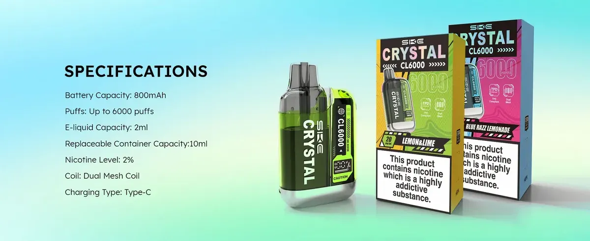 SKE Crystal CL6000: New Pod System Product with 10ml Replaceable E-liquid Bottle
