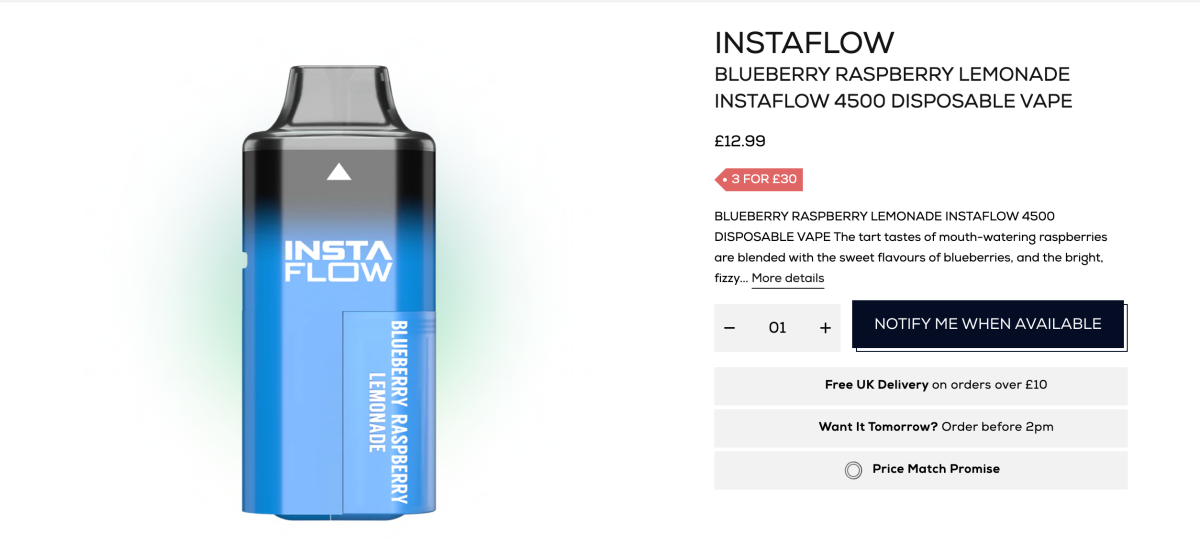 New Disposable E-Cigarette Insta Max 20K 20000 Released in UK