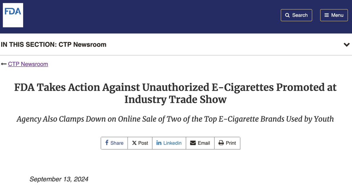 FDA Issues Warning Letters to Unlicensed E-cigarette Sellers and Retailers