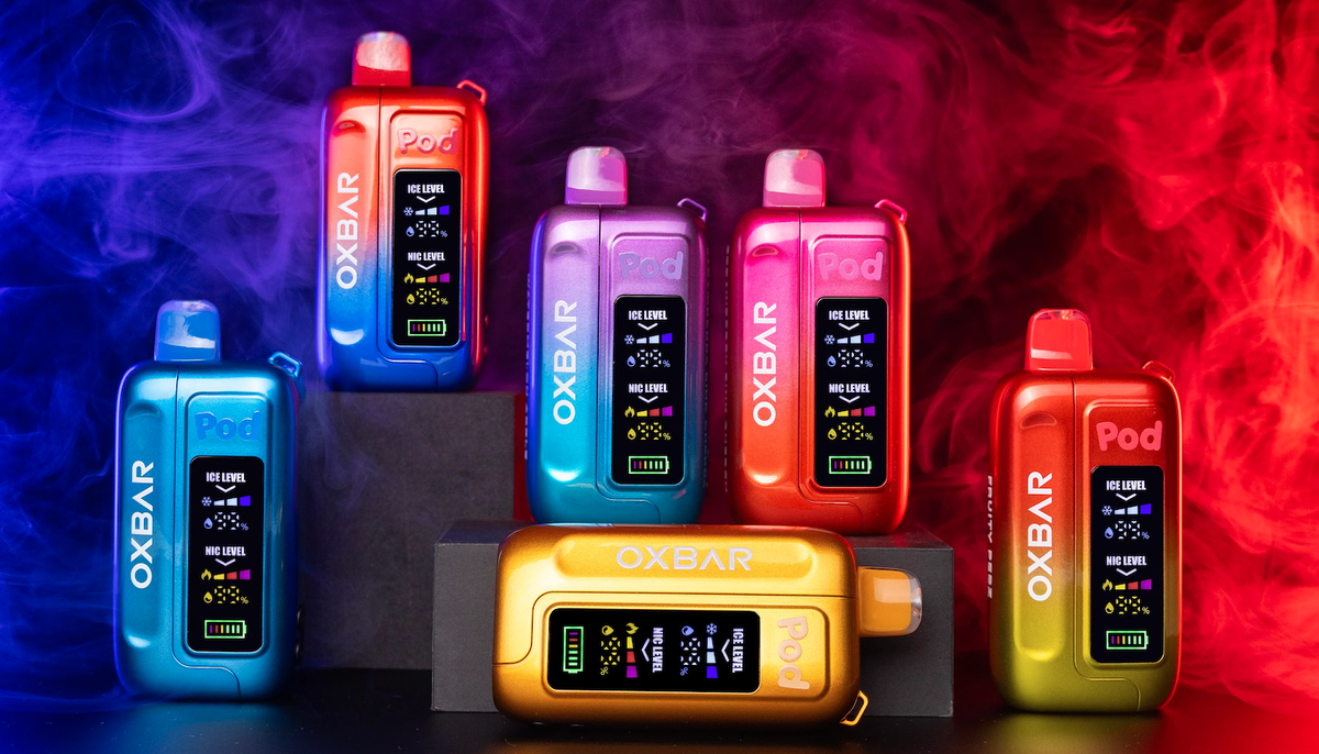 OXBAR x Pod Juice ICE-NIC Control 35K: Cigarrillo electrónico desechable con doble ajuste de nicotina helada.