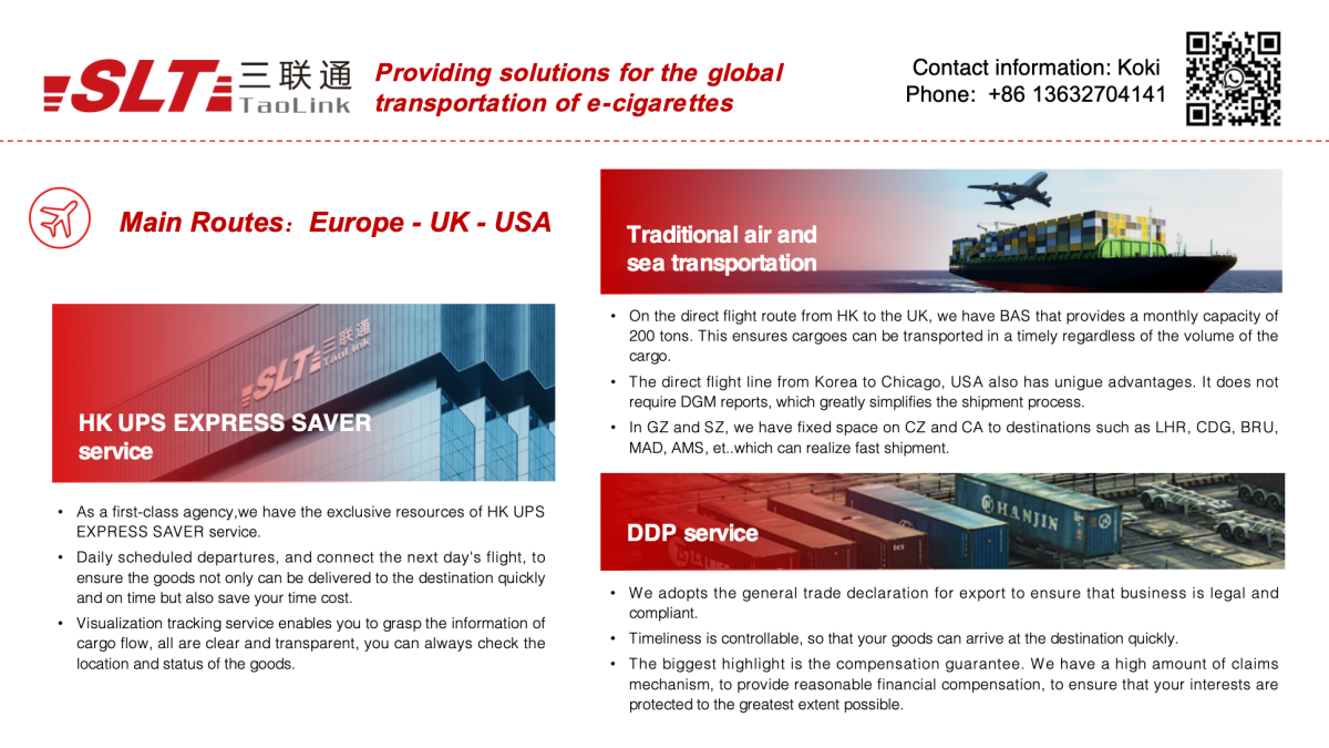 Selected E-Cigarette Logistics Service Providers