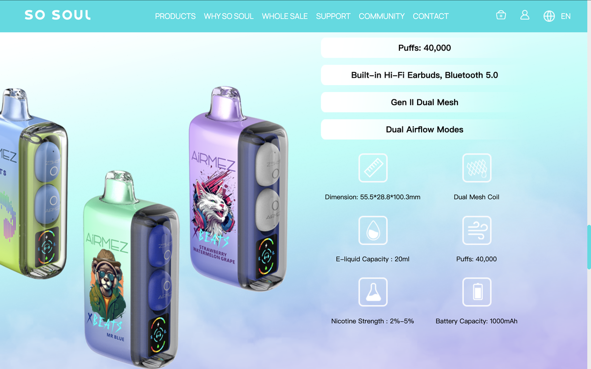 So Soul Launches Innovative AiRMEZ Xbeats 40K Disposable E-Cigarette