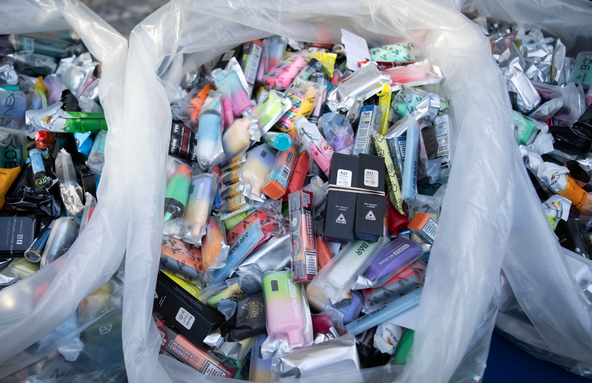 Mayor Eric Adams announces seizure of 1200 pounds of illegal e-cigarettes