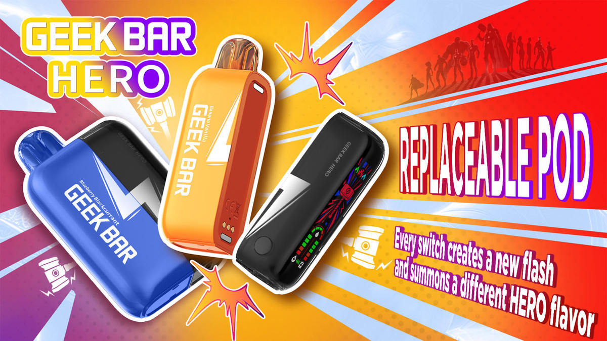 Barra Geek HERO 20000: Cigarrillo electrónico desechable innovador con pantalla 3D.