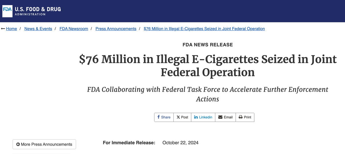 FDA, CBP seize 3 million illegal e-cigarette products worth $76 million, including GEEKBAR