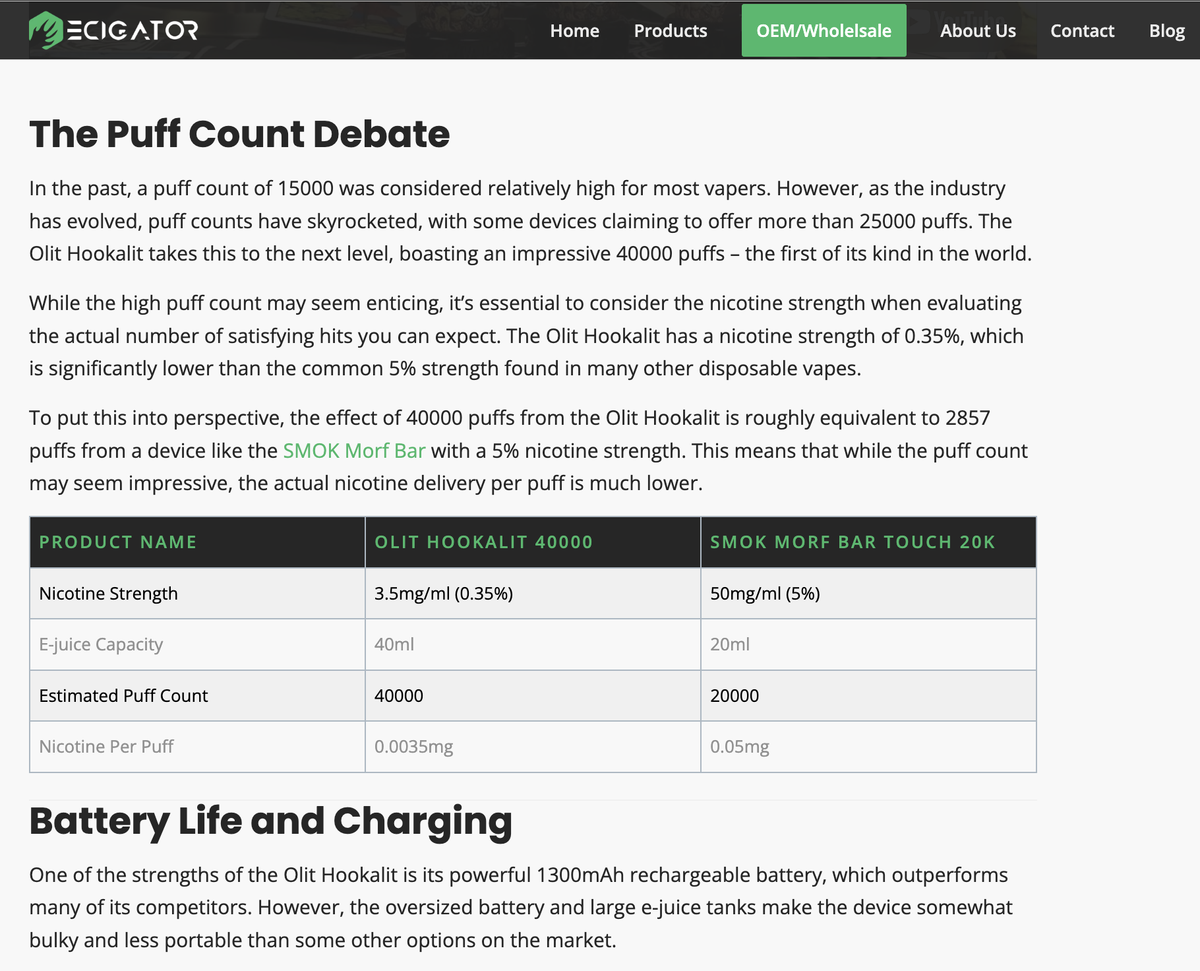 Olit Hookalit E-Cigarettes: Fewer Puffs, More Portability