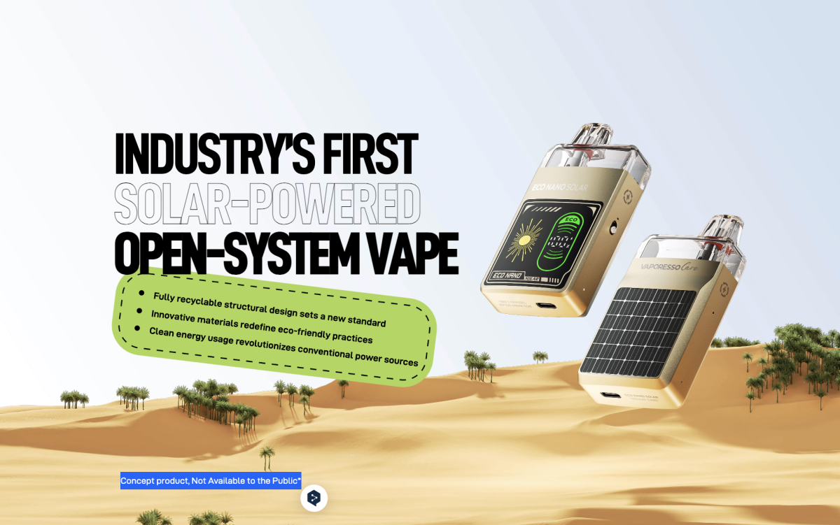 产品｜电子烟迈入太阳能时代？VAPORESSO展示太阳能概念电子烟 