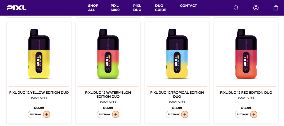 New Dual-Flavor E-Cigarette in UK: Pixl Duo 12 Hits Retailer Sites