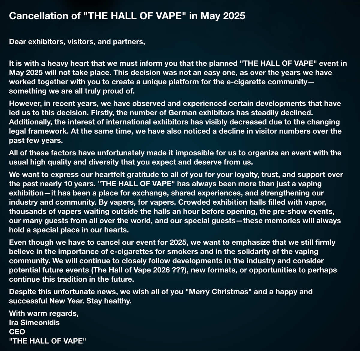 Cancellation of