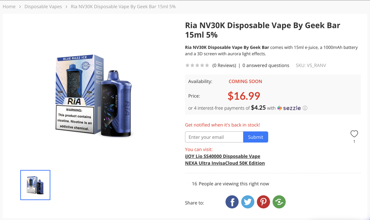 Geek Bar Introduces Disposable Ria NV30K with 3D Curved Screen