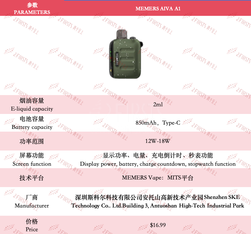 产品|斯科尔MEMERS VAPE再推开放式换弹电子烟 搭载充电倒计时功能与多功能LED灯