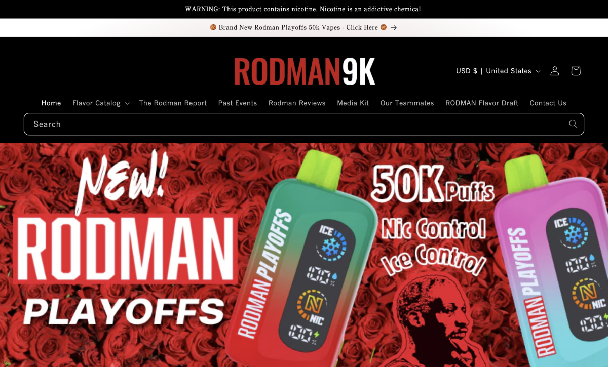 产品｜罗德曼同名品牌推Rodman Playoffs电子烟 50K冰度+尼古丁双重可调