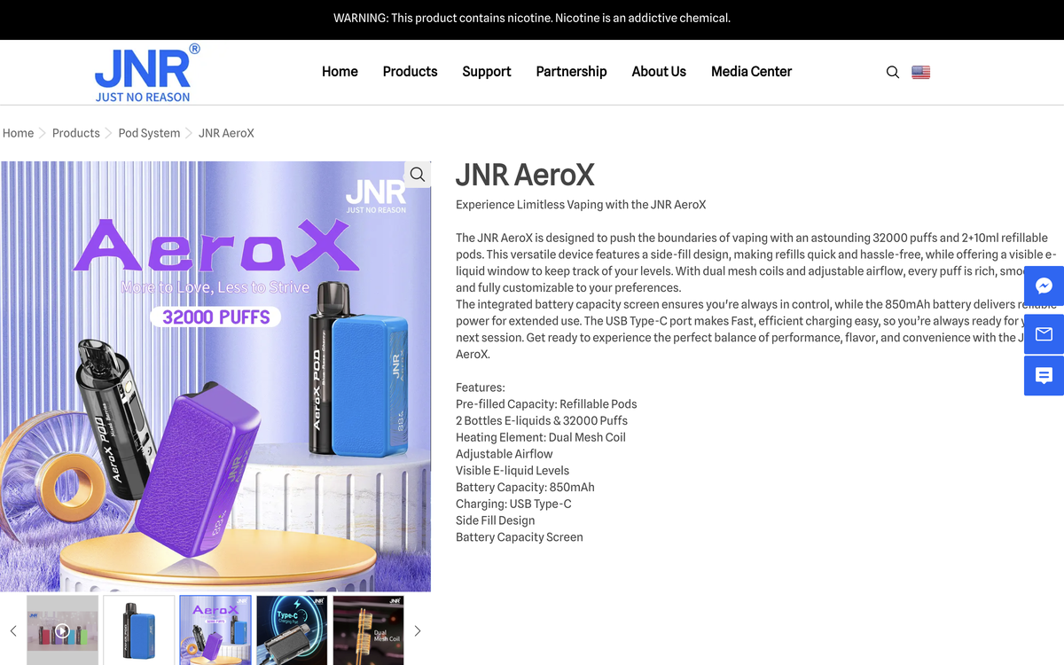 JNR Unveils New e-cigarette Models: PowerMate 30K and AeroX 32K