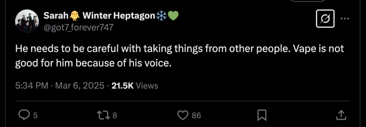 Singer Jackson Sparks Debate After Vaping on Livestream