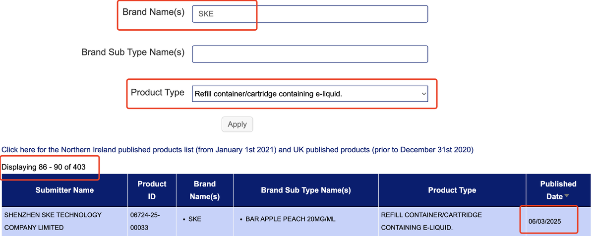 MHRA Publicizes New e-cigarette SKUs from Various Brands in March